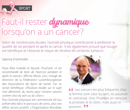 Letz be healthy – Faut-il rester dynamique lorsqu’on a un cancer ? 